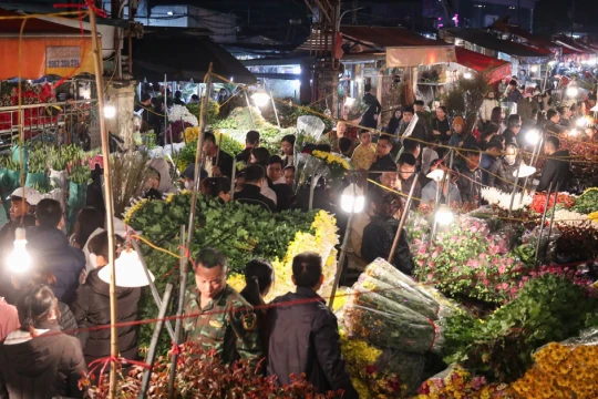 Hà Nội: Chợ hoa Quảng An 'không ngủ' dịp Tết