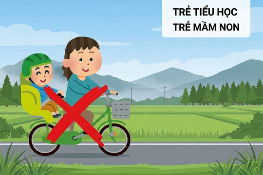 Từ ngày 1/4, chở trẻ em tiểu học bằng xe đạp sẽ bị phạt ở nơi này