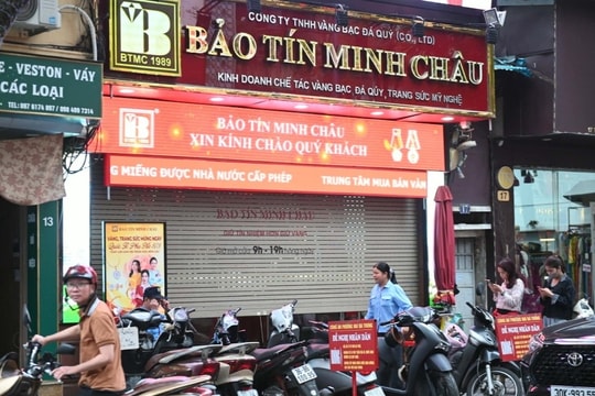 Cửa hàng vàng Bảo Tín Minh Châu tại Trần Nhân Tông và Cầu Giấy bất ngờ đóng cửa