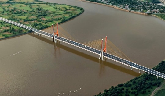 Sau 8 tháng khởi công, siêu cầu gần 12.000 tỷ bắc qua dòng sông biểu tượng của Thủ đô sắp bước vào giai đoạn then chốt