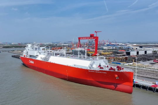Quốc gia châu Á hạ thủy siêu tàu LNG dung tích 180.000 m3, đe dọa vị thế số 1 của Hàn Quốc