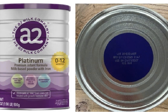 Các lô sữa a2 Platinum Premium USA bị thu hồi mã 2210269454, 2210324609 và 2210321712