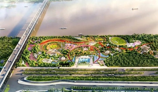 Công trình mở đầu cho việc hình thành trục đại lộ cảnh quan sông Hồng 27 tỷ USD đang được triển khai xây dựng