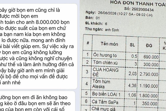 Thực hư vụ thanh niên mời bạn gái ăn tôm hùm, cua hoàng đế hết hơn 16 triệu đồng rồi không thanh toán