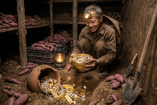 Phong tỏa khu đất, tịch thu 1 chiếc bát vàng, 1.600 trang sức quý do người nông dân tìm thấy khi đang đào hầm chứa khoai lang