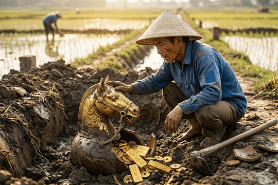 Khai quật, tịch thu tượng thú nặng 25,55kg mạ vàng do người nông dân tìm thấy khi đang làm đồng