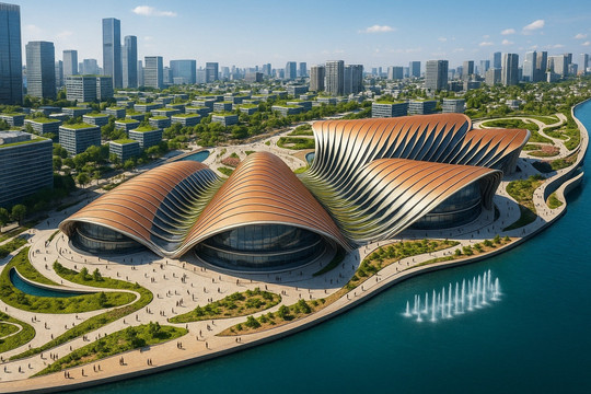 Lần đầu tiên Việt Nam làm tổ hợp nhà hát quy mô lớn chưa từng có: 5.000 chỗ do kiến trúc sư nước ngoài thiết kế, nằm giữa khu lấn biển