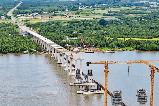 Cầu vượt sông 8.000 tỷ xoá bỏ toàn bộ các bến phà lâu đời, rút ngắn khoảng 80km từ miền Tây đến TP. HCM: Chưa đầy 2 năm nữa thông xe