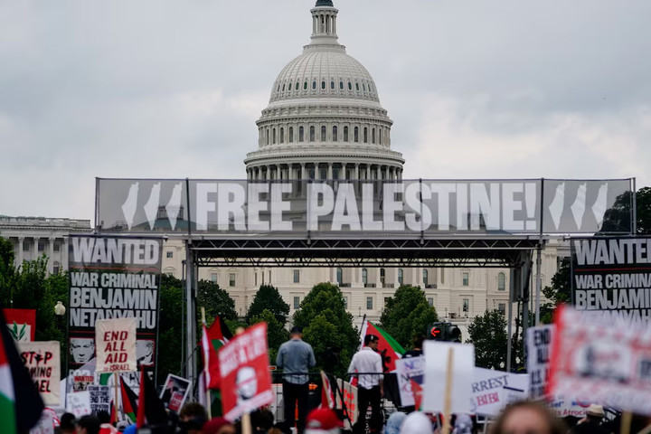 Hàng nghìn người biểu tình phản đối Thủ tướng Israel tại Thủ đô Mỹ